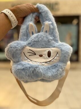 Plush Light Blue Star Monster Kids Crossbody Bag